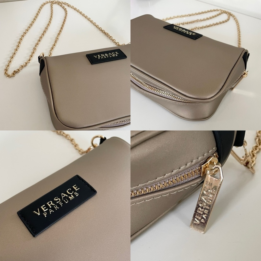 Versace Parfums Soft Champagne Gold Chain Strap Crossbody Women's Bag - Picture 11 of 13